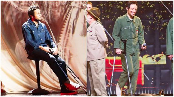 Les Enfoirés : pourquoi Vianney a une jambe dans le plâtre ?