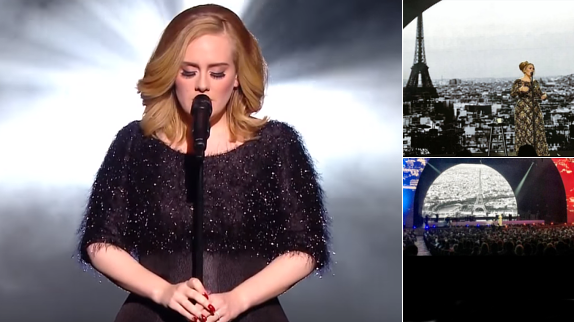 Adele rend hommage à Paris sur scène