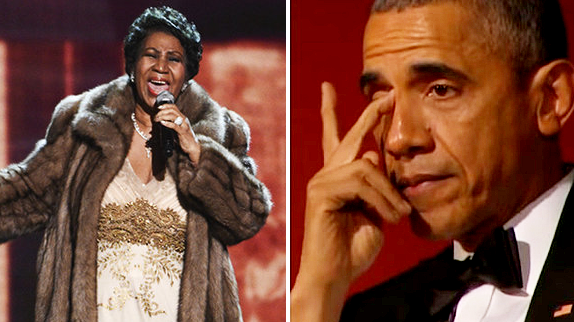 Aretha Franklin fait pleurer Barack Obama