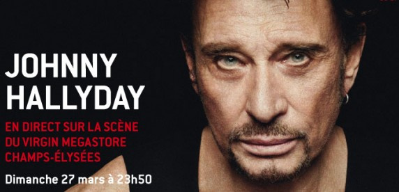 Johnny en showcase aux Champs Elysées