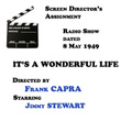 Screen Director's Assignment, It's A Wonderful Life Directed By Frank Capra Starring Jimmy Stewart
