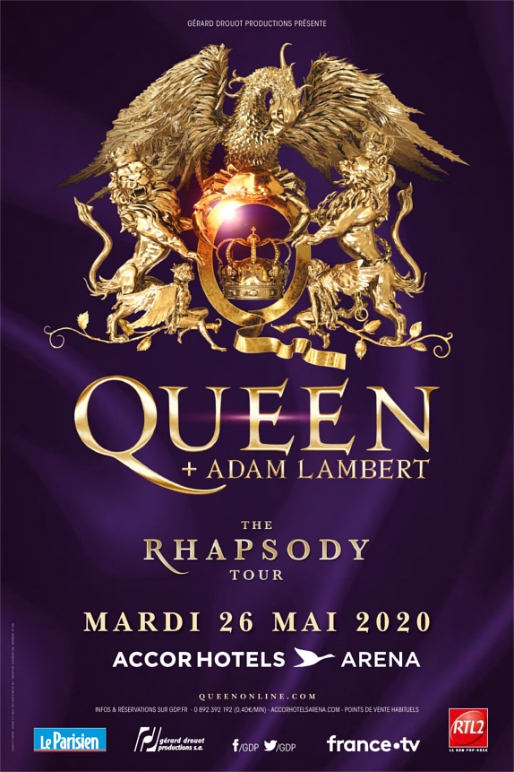 "The Rhapsody Tour" Queen et Adam Lambert en concert à Paris le 26